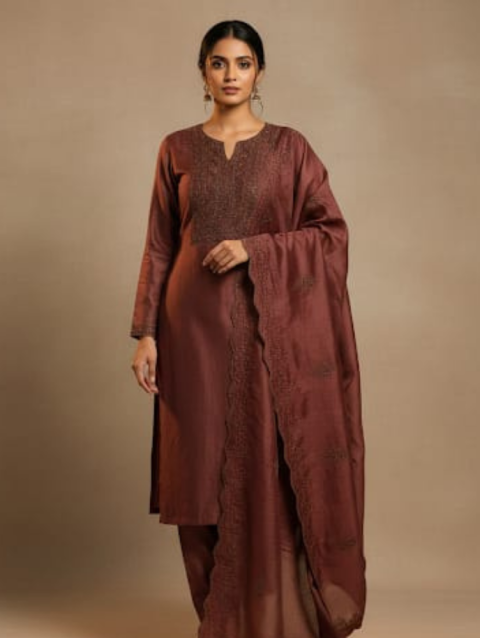 Vichitra silk - Brown