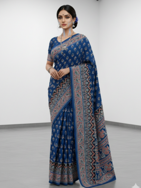 Cotton Saree - Blue