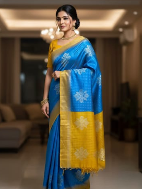 Semi-Silk Saree - Blue